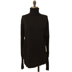 AGOLDE Funnel Neck Top Size XS Bishop Sleeve Supima Cotton Black $98 NWT B9